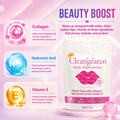 💋 Cleangearco Royal Plump Lip Tape — Buy 1 Get 1 Free Sale ✨ Hydrating Collagen Mouth Tape