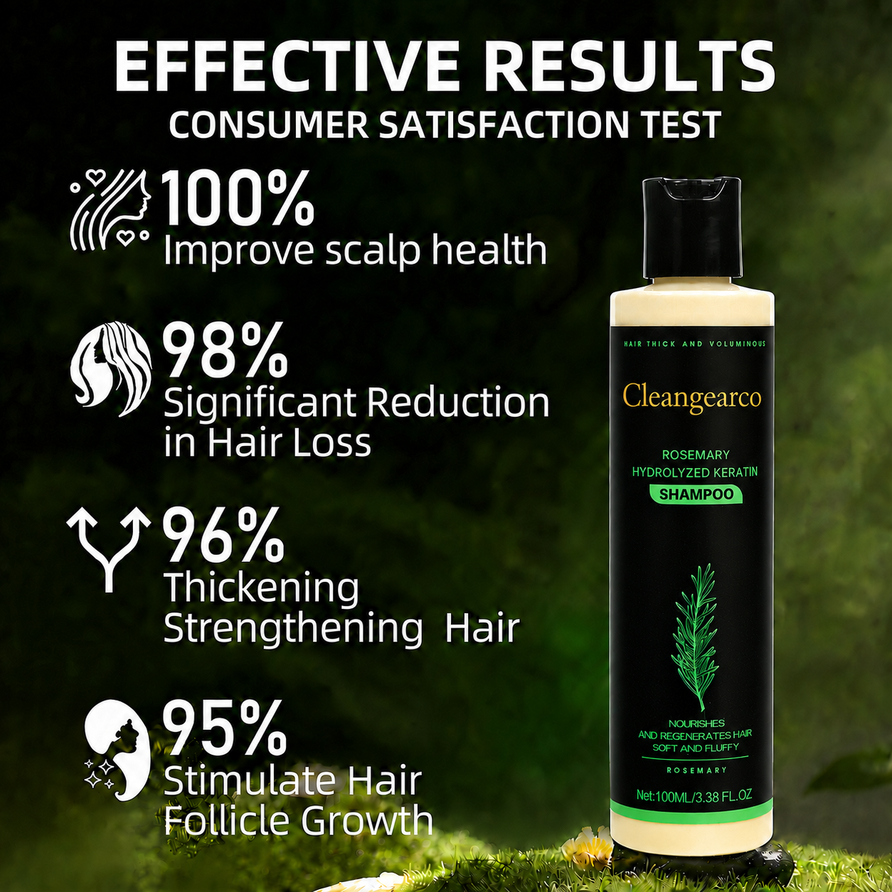 🏆🌿LAST DAY 50% OFF——Cleangearco® Official -Size Rosemary Keratin Scalp Shampoo| Full-size scalp care for thicker-looking, stronger-feeling hair