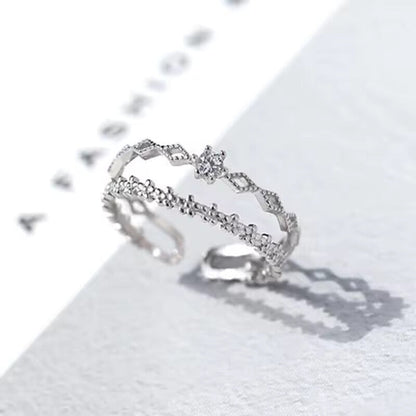 925 Sterling Silver Flower Lace Ring